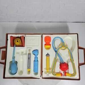 Vtg Fisher Price Medical Kit 1970s Dr Nurse Kit Case Kids Pretend Play Toy